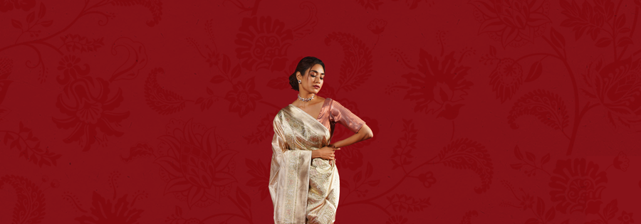 Drape Christmas Elegance with Ratanshi Kheraj's Exclusive Dhakai Jamdani Sarees