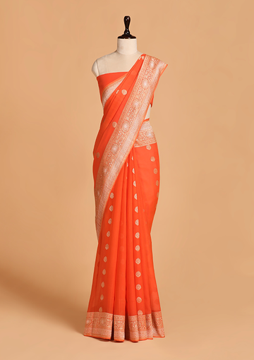 Orange Butti Saree in Georgette