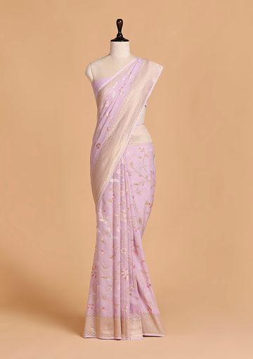 Lavender Jaal Saree in Georgette