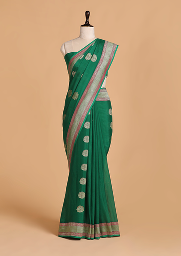 Green Meenakari Butta Saree in Georgette