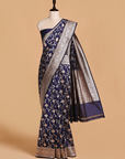 Navy Blue Jaal Saree in Silk