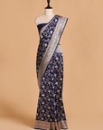 Navy Blue Jaal Saree in Silk