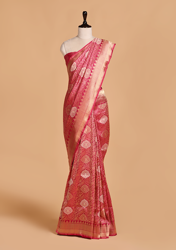 Pink Brocade Saree in Silk