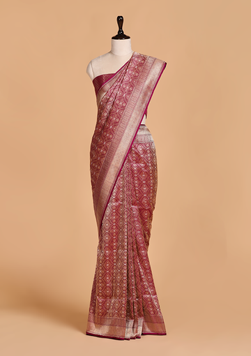 Magenta Brocade Saree in Silk