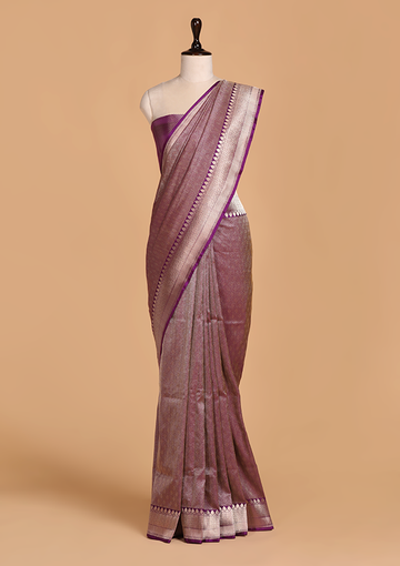 Purple Brocade Saree in Silk