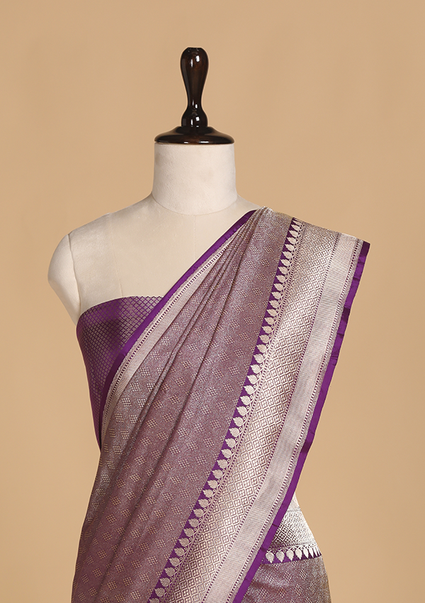 Purple Brocade Saree in Silk