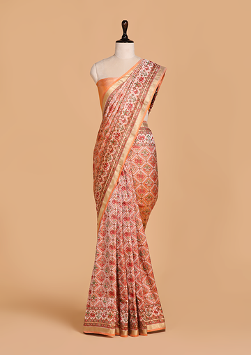 Peach Patola Saree in Silk