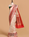 Off White Brocade Saree in Silk