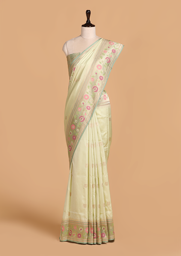 Pista Green Butta Saree in Silk