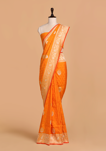 Golden Yellow Butta Saree in Silk