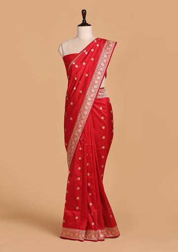 Red Butti Saree in Silk