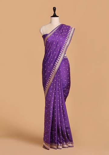 Purple Butti Saree in Silk