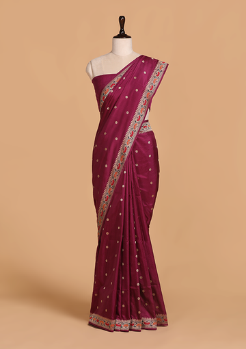 Wine Butti Saree in Silk