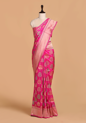 Pink Butta Saree in Silk