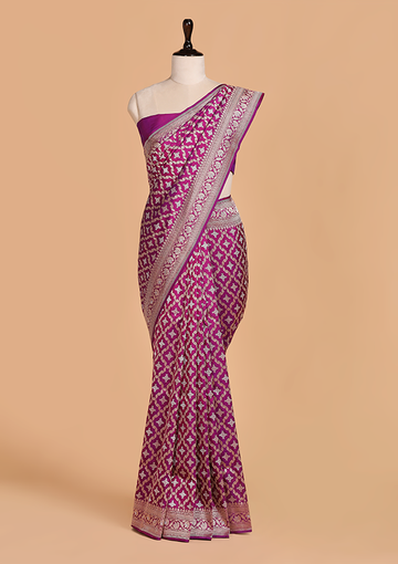 Magenta Jaal Saree in Silk