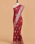 Maroon Butta Saree in Georgette Tussar