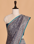 Navy Blue Brocade Saree in Silk