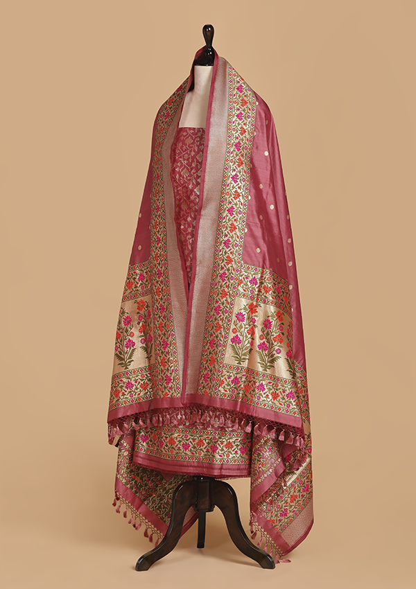 Gajar Pink Jaal Dress in Silk