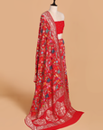 Red Jaal Bandhani Saree in Georgette