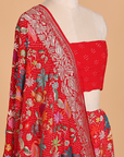 Red Jaal Bandhani Saree in Georgette