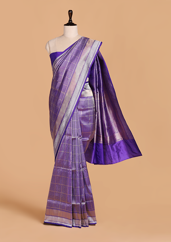 Purple Brocade Saree in Silk