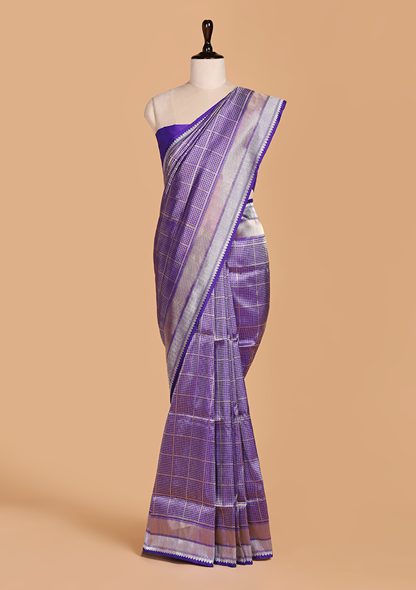 Purple Brocade Saree in Silk