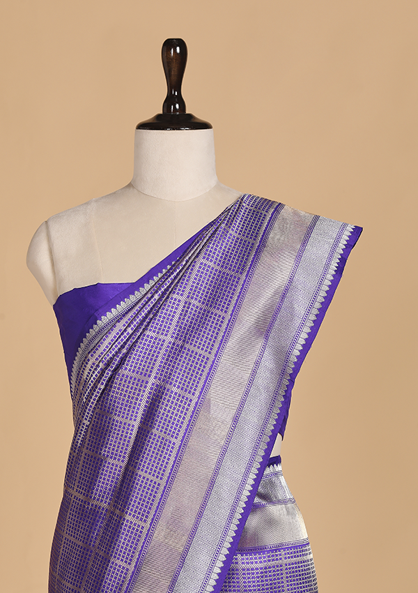 Purple Brocade Saree in Silk