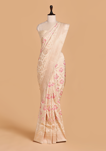 Off white Jaal Saree in Silk