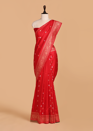 Red Butti Saree in Silk