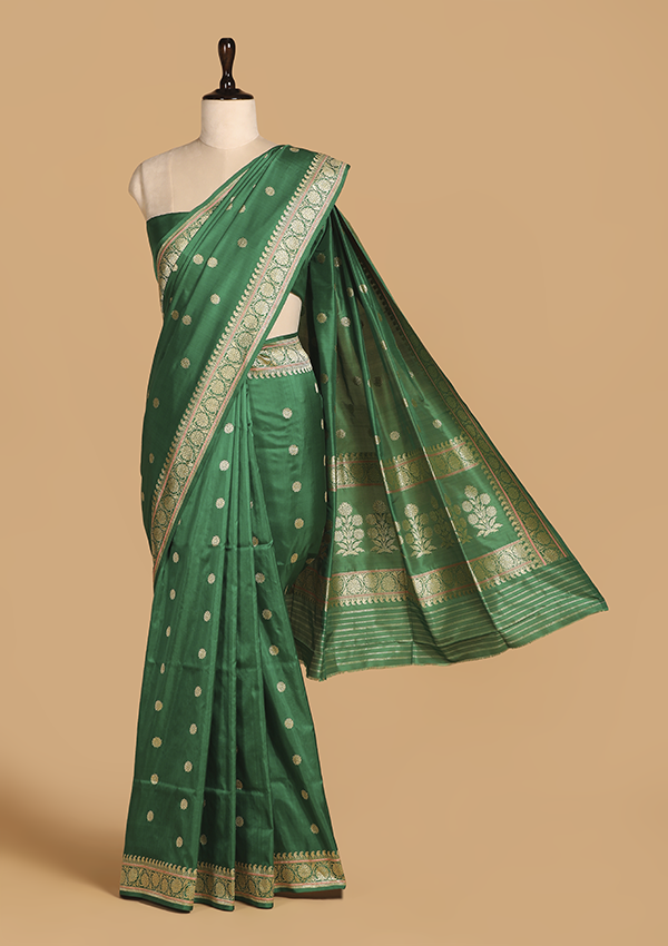 Green Butti Saree in Silk