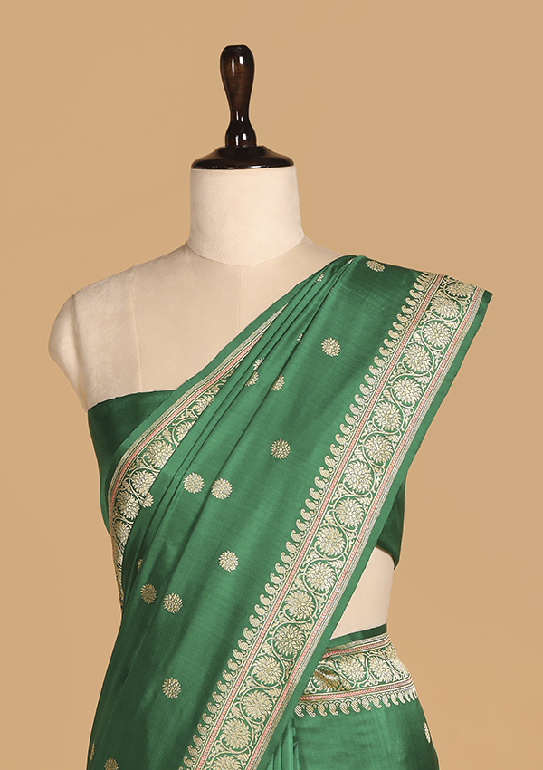 Green Butti Saree in Silk