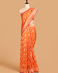 Orange Jaal In Silk Saree