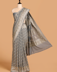 Grey Lehariya Saree in Muslin Silk