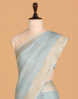 Sky Blue Plain Saree In Georgette Tussar