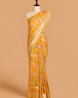 Mustard Jaal Saree In Tussar Georgette