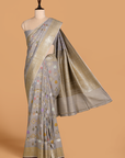 grey butta saree in georgette tussar