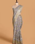 grey butta saree in georgette tussar