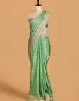 Pista Green Butti Saree in Silk