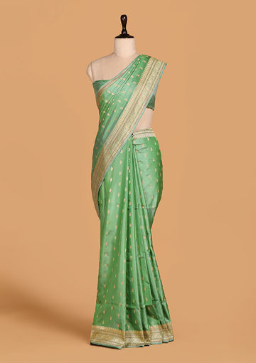 Pista Green Butti Saree in Silk