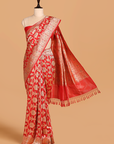 Red Jaal Saree in Silk