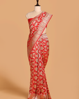 Red Jaal Saree in Silk