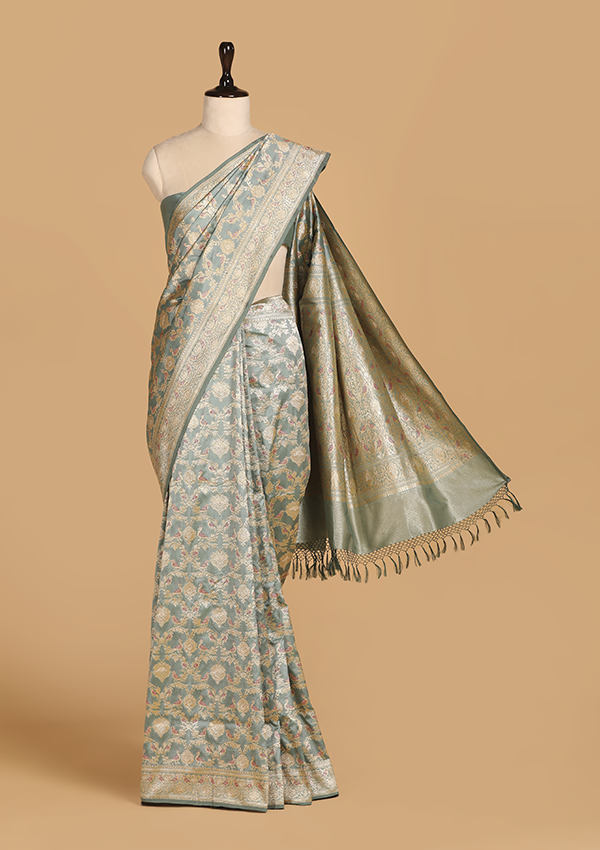 Jade Green Jaal Saree in Silk