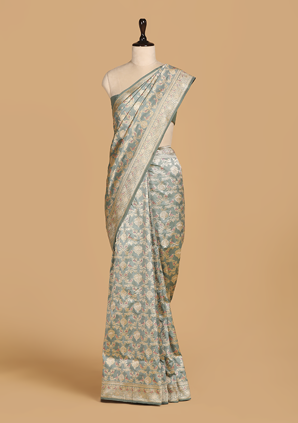 Jade Green Jaal Saree in Silk