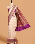 off white brocade saree in silk