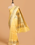 Lemon Yellow Brocade Saree in Silk