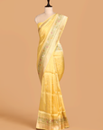 Lemon Yellow Brocade Saree in Silk