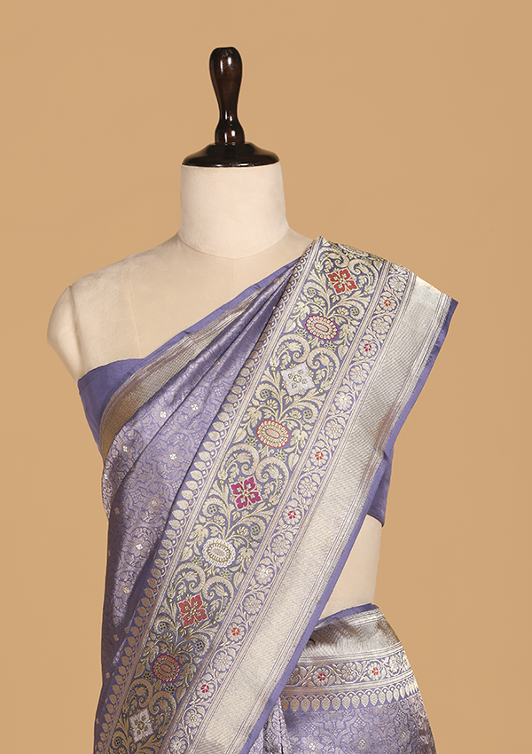 Mauve Brocade Saree in Silk