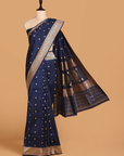 Navy Blue Butti Saree in Silk