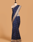 Navy Blue Butti Saree in Silk