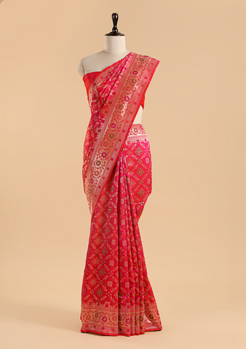 Coral Patola Saree in Silk